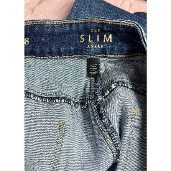 White House Black Market The Slim Ankle Jeans Blue Size 8 Raw Hem Women’s - Picture 4 of 7